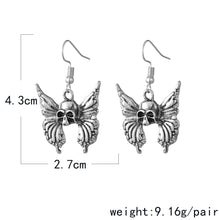 Load image into Gallery viewer, Butterfly with Heart Skull | Aesthetic Vintage | Dark Art Gothic | Drop Earrings
