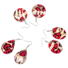 Load image into Gallery viewer, Plastic Red Print Ball Teardrop Earrings
