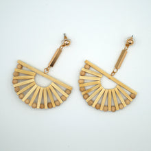 Load image into Gallery viewer, Wooden Half-Moon Shape - Ball Earrings - Erelvis Accessories &amp; Jewelry
