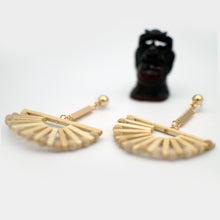 Load image into Gallery viewer, Wooden Half-Moon Shape - Ball Earrings - Erelvis Accessories &amp; Jewelry
