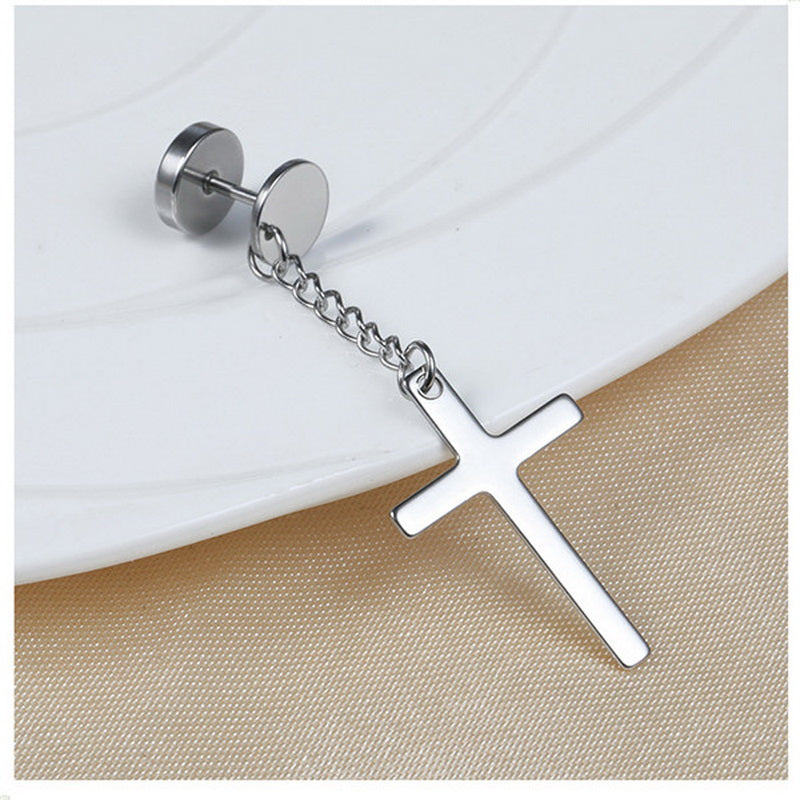 Punk / Gothic Stainless Steel Stud Earring Cross Round | 1Pc