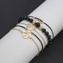 Load image into Gallery viewer, Five Pcs Gold and Leather Bracelet - Erelvis Accessories &amp; Jewelry
