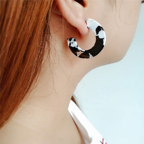 Acrylic Colorful Semi-Hoop Earrings - Erelvis Accessories & Jewelry