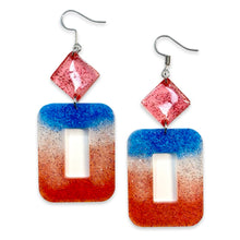 Load image into Gallery viewer, Blue - White - Red Long Square Acrylic Earring | Cuba
