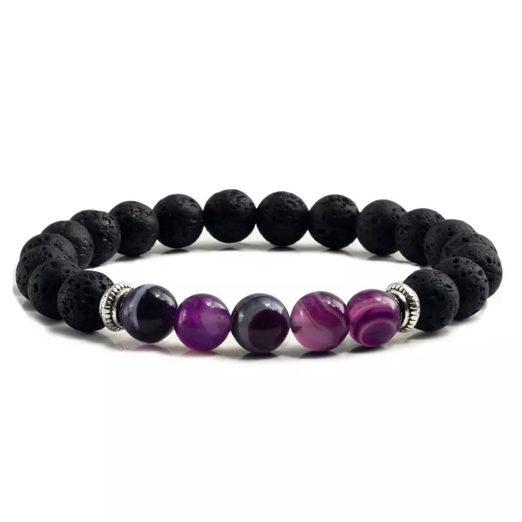 Natural Volcanic Stone Bracelets | Chakra Balance Beads | Black Lava - Erelvis Accessories & Jewelry