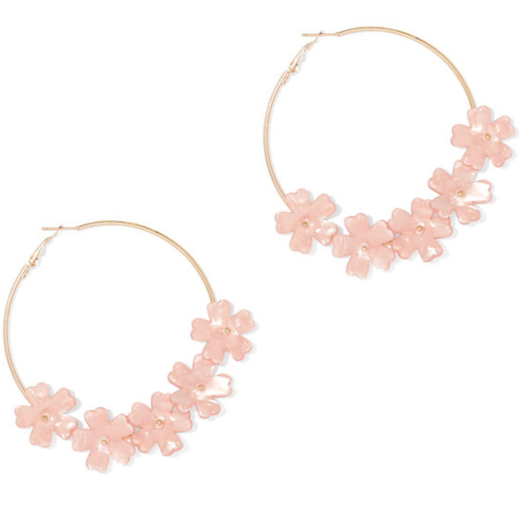 Floral-Accent Hoop Earring - Erelvis Accessories & Jewelry
