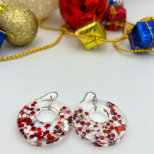 Load image into Gallery viewer, Red Glitter Resin Earrings | Christmas Cheer
