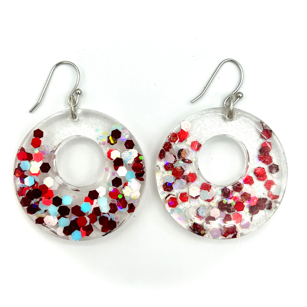 Red Glitter Resin Earrings | Christmas Cheer